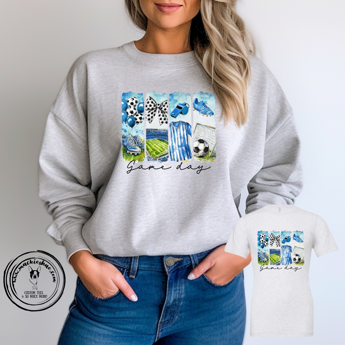 Soccer Game Day Custom Shirt for Kids and Adults, Soft Tees and Crewneck Sweatshirt
