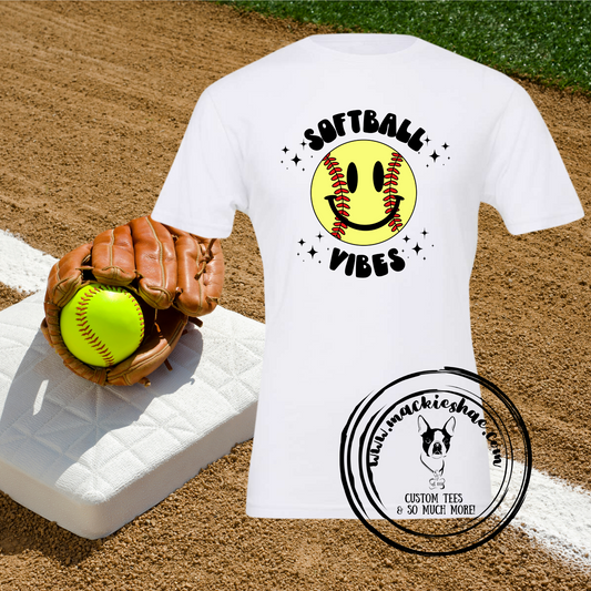 Softball Vibes Smile Face Custom Shirt for Kids and Adults