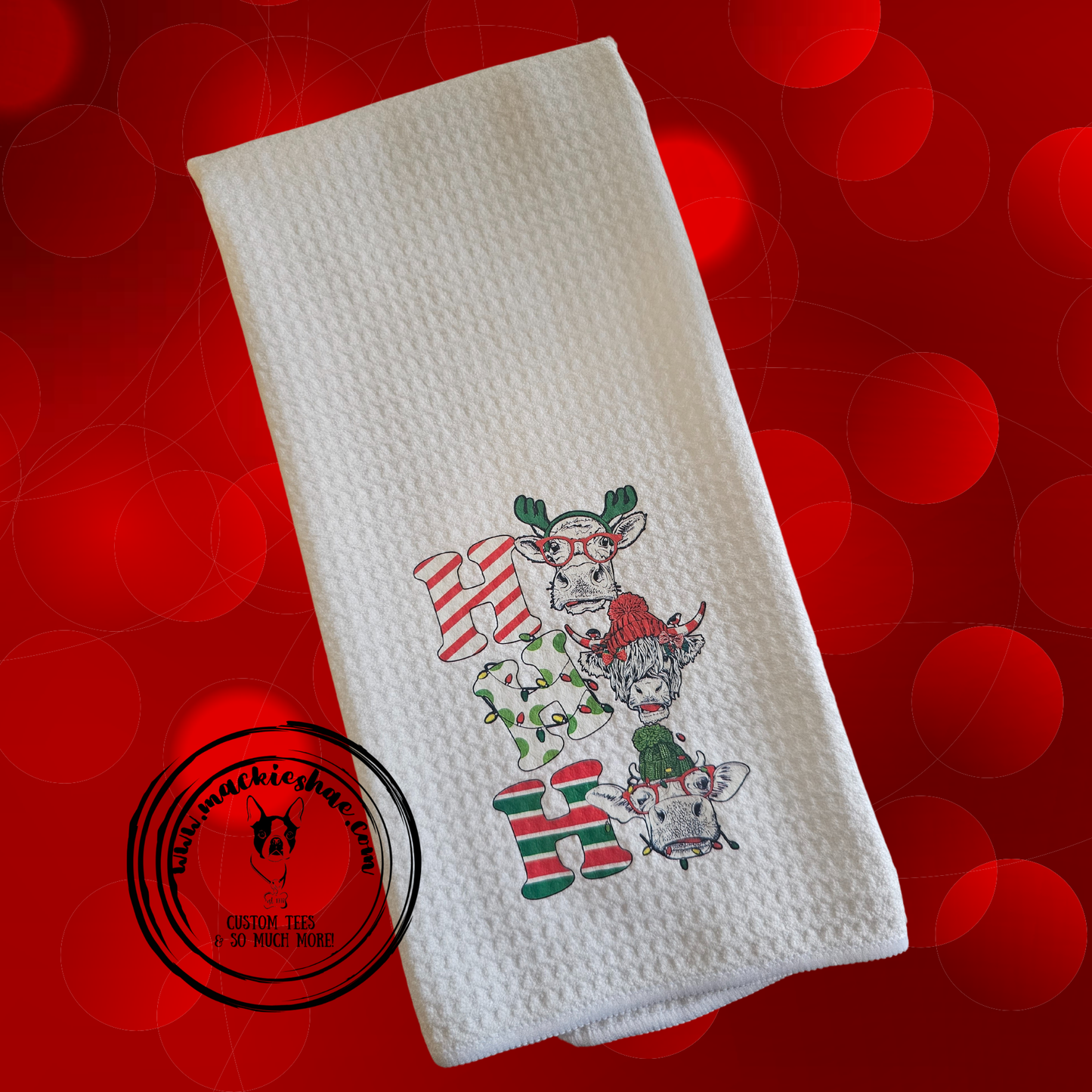 Ho Ho Ho Cows Custom Kitchen Towel