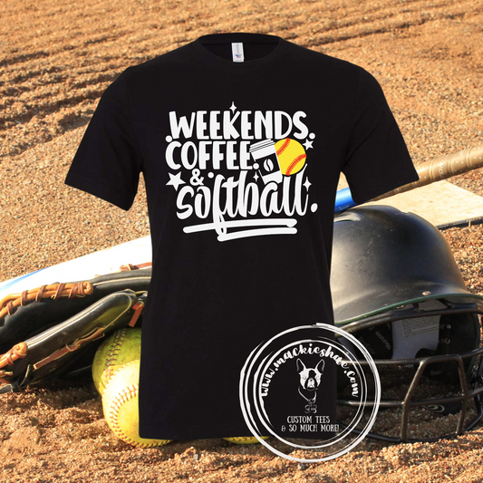 Weekends Coffee and Softball Custom Shirt for Kids and Adults