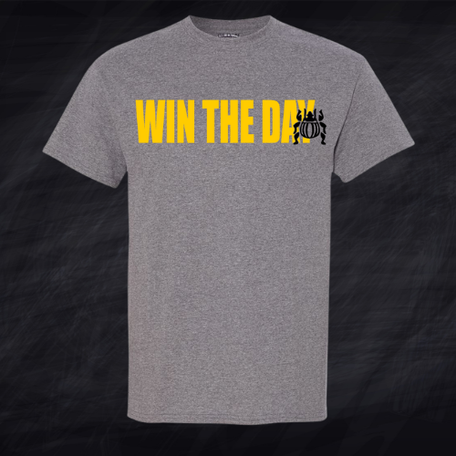 Win the Day Goldbugs Custom Shirt for Kids and Adults, Gildan 50/50 Graphite Heather Grey Short Sleeve Tee