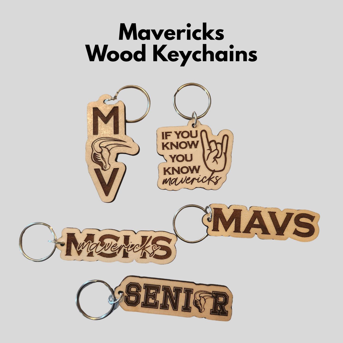 Mavs- Mavericks Wood Keychain