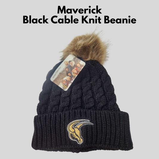 Mavs- Maverick Black Cable Knit Beanie