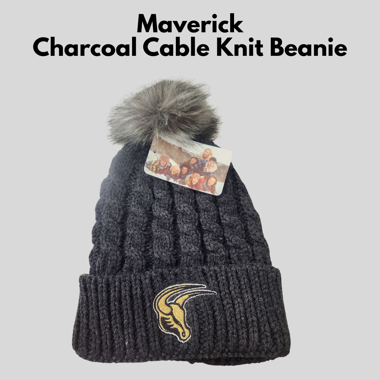Mavs- Maverick Charcoal Cable Knit Beanie
