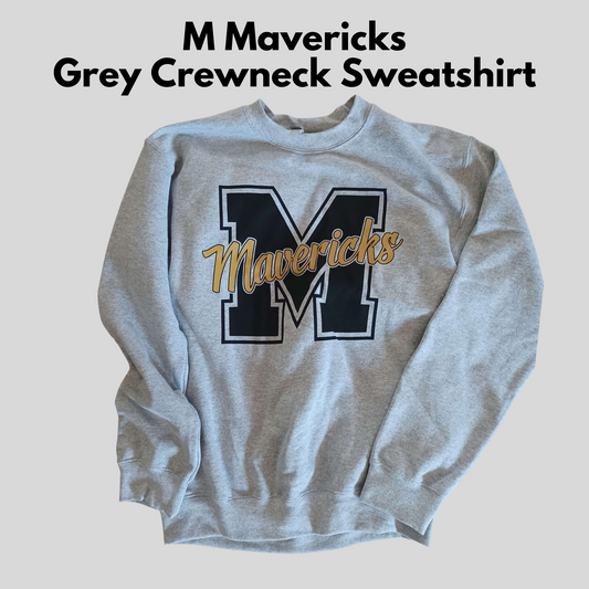 Mavs- M Mavericks Heather Grey Crewneck Sweatshirt