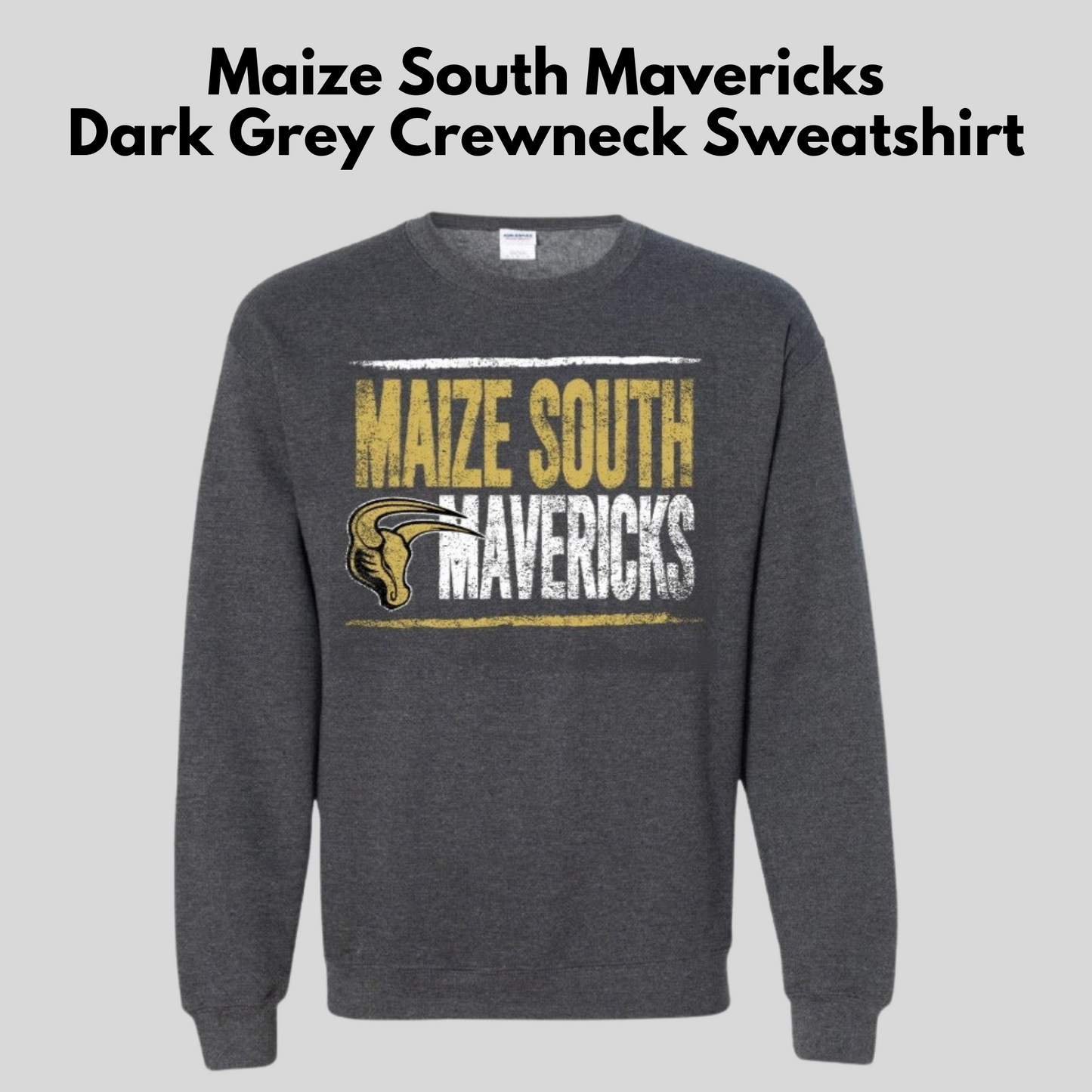 Mavs- Maize South Mavericks Dark Grey Crewneck Sweatshirt