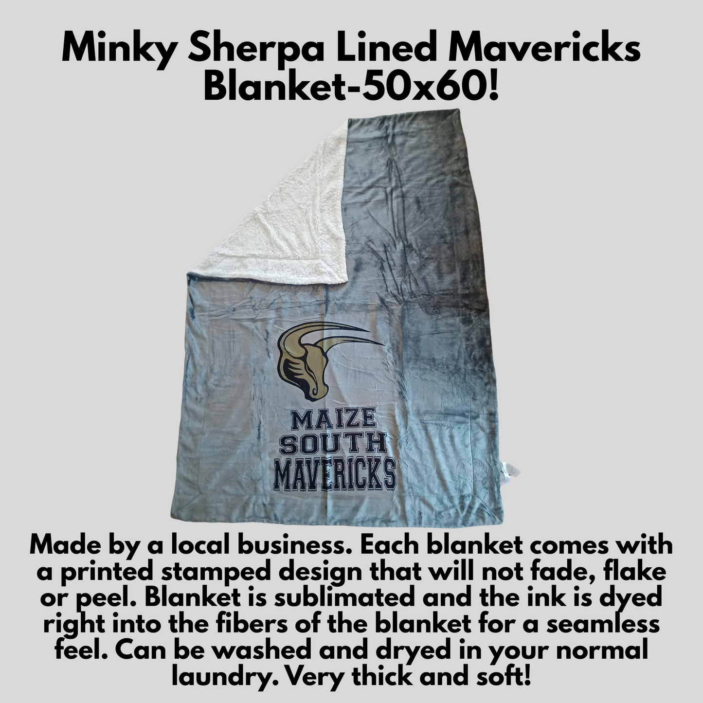Mavs- Maize South Mavericks 50x60 Sherpa Lined Blanket