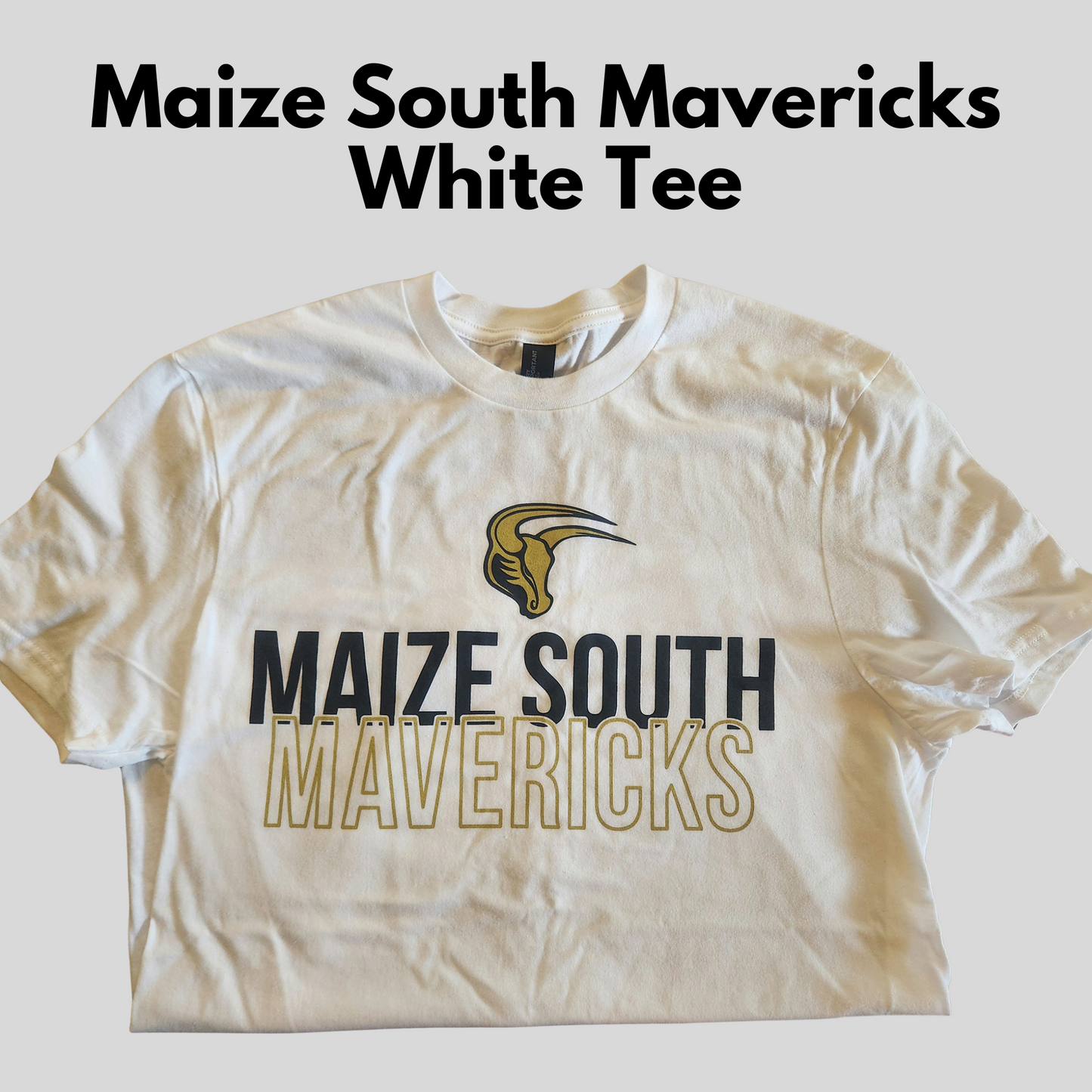 Mavs- Maize South Mavericks White Tee