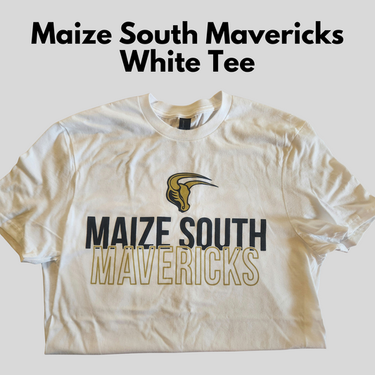 Mavs- Maize South Mavericks White Tee