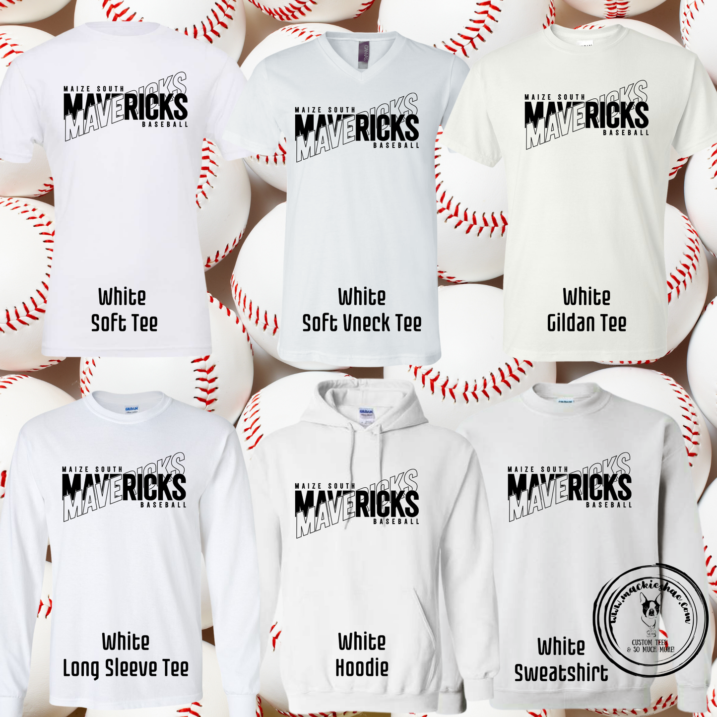 Maize South Mavericks Baseball Crossed White Gear