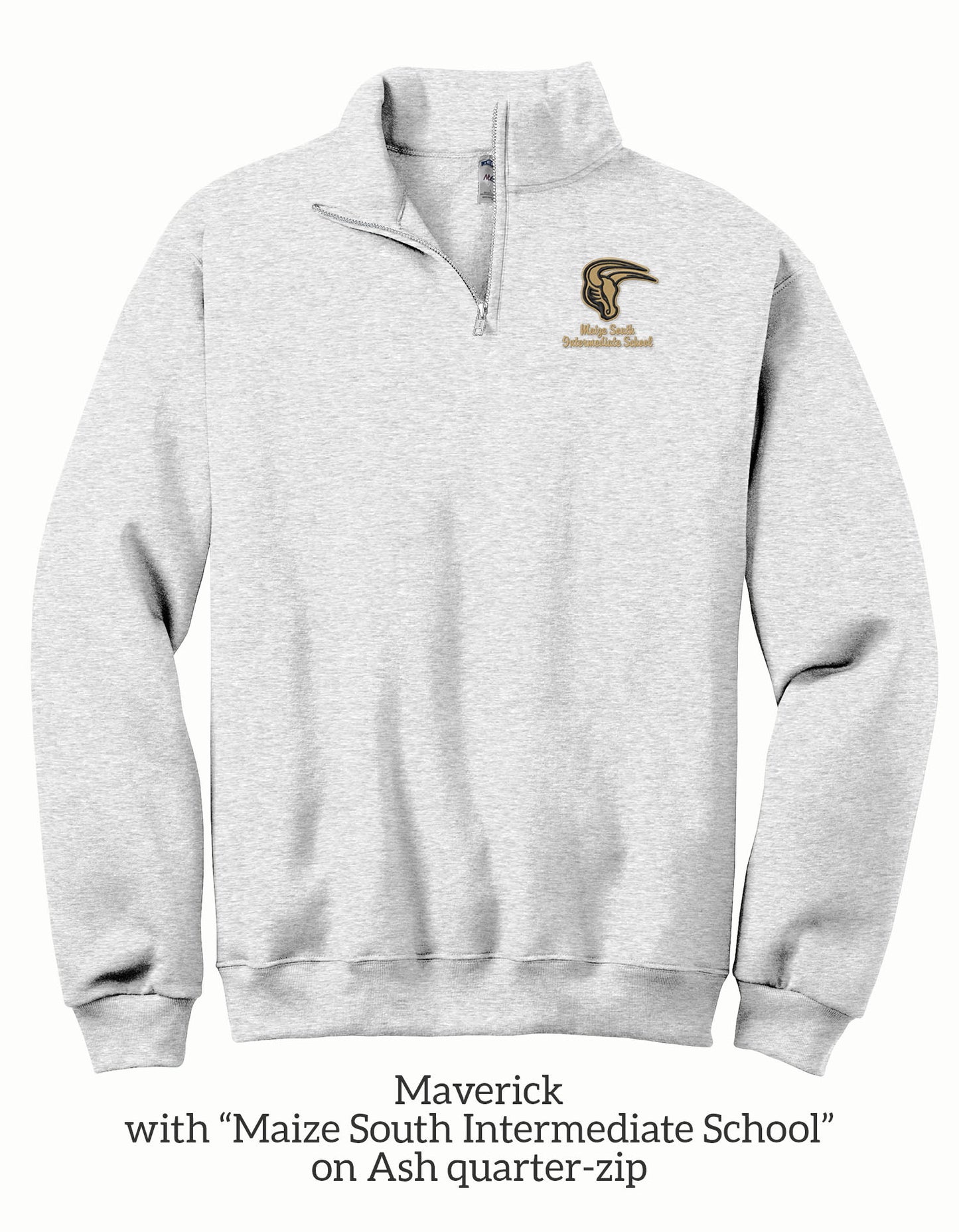 Maverick with Maize South Intermediate School Embroidered 1/4 Zip Sweatshirt for Adults