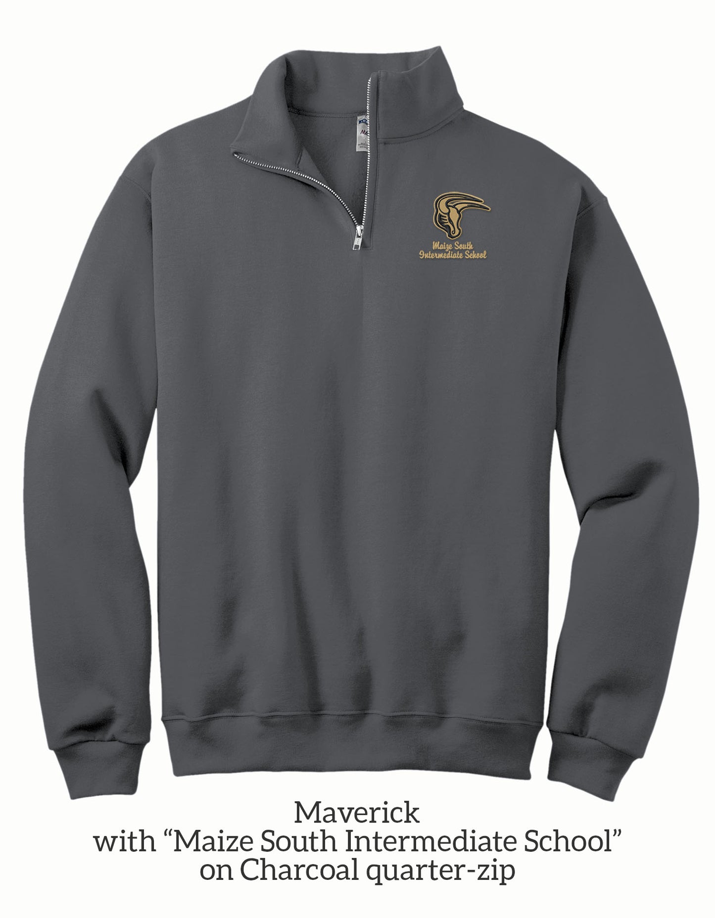 Maverick with Maize South Intermediate School Embroidered 1/4 Zip Sweatshirt for Adults