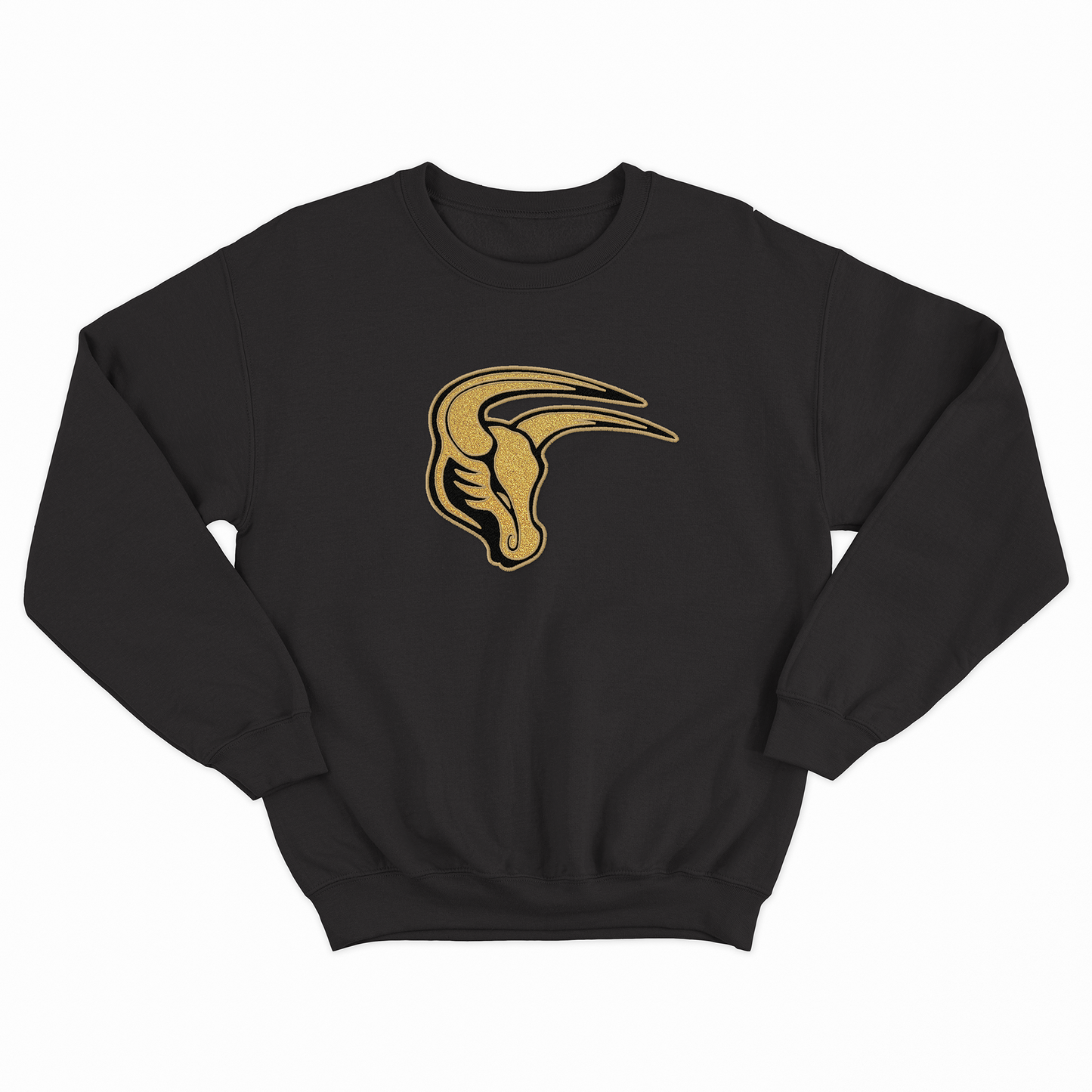 Mavs- Maverick Gold GLITTER Applique Embroidered Blend Crewneck and Garment Dyed Sweatshirt