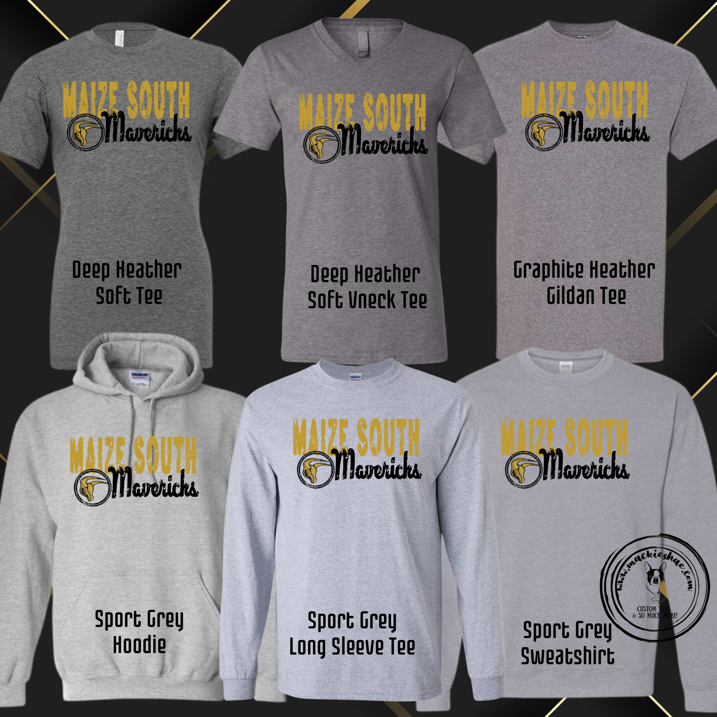 Mavs- Maize South Mavericks Circle Logo Distressed Grey Gear