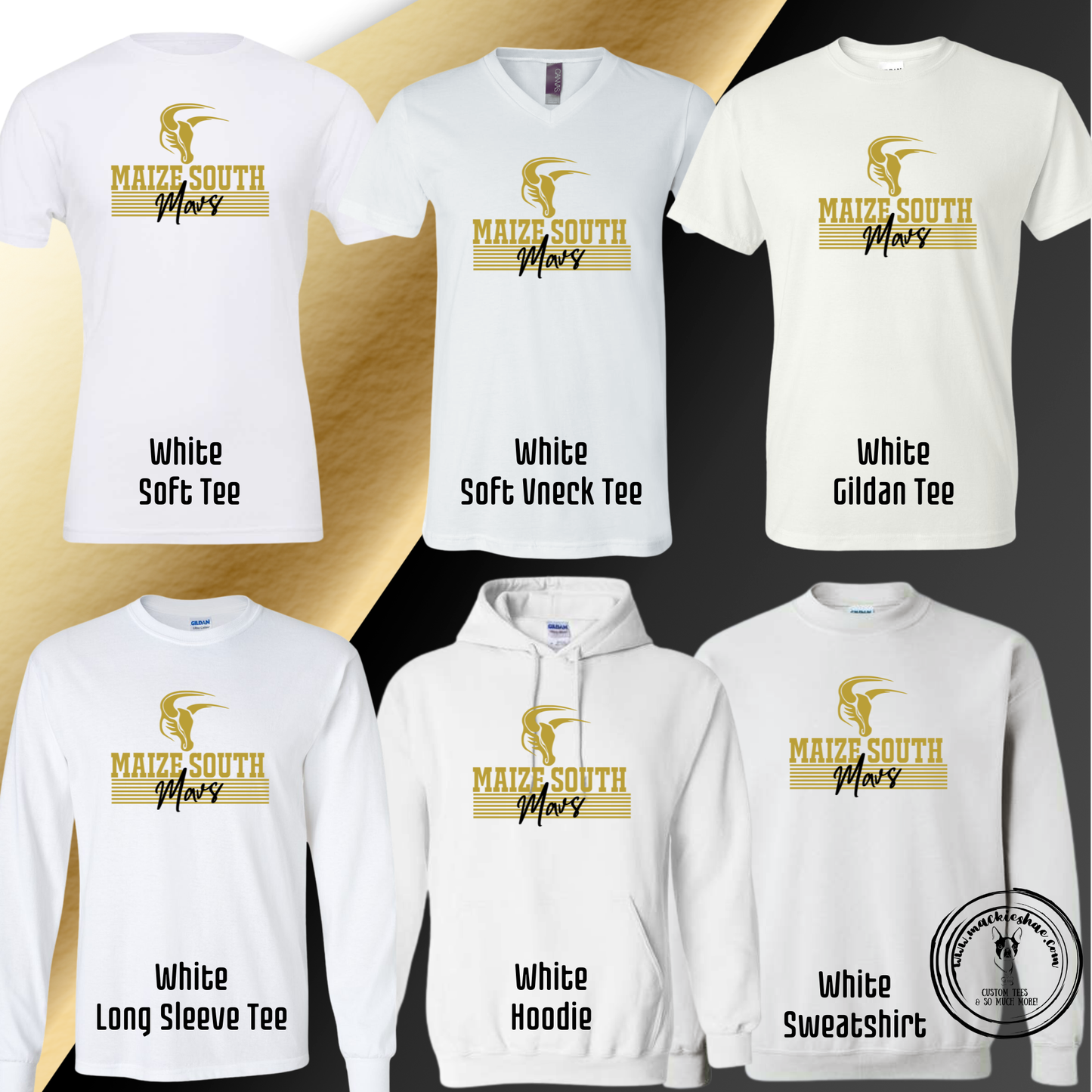 Mavs- Maize South Mavericks Stripes with Logo White Gear