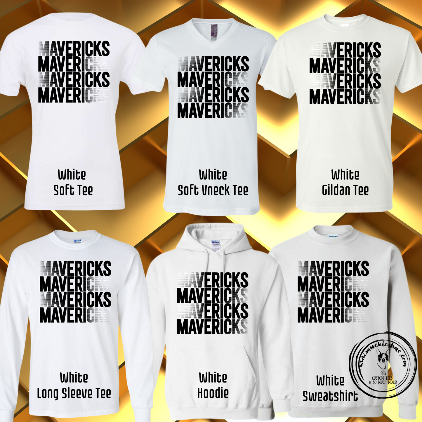 Mavs- Mavericks Stacked White Gear