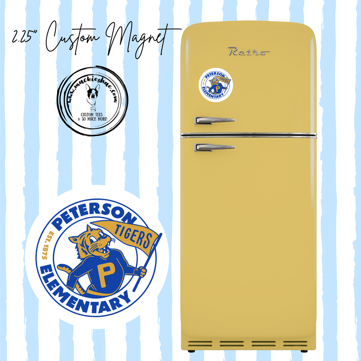 Peterson Elementary Tigers Est 1875 2.25" Magnet