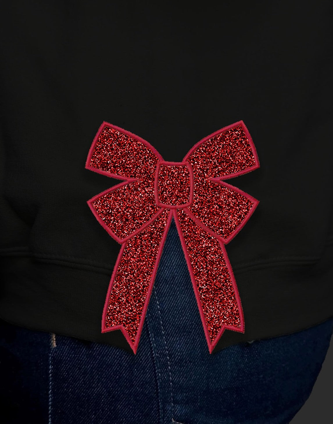 MJC-Cheer Personalized RED Glitter Applique and Embroidered Crewneck Sweatshirt