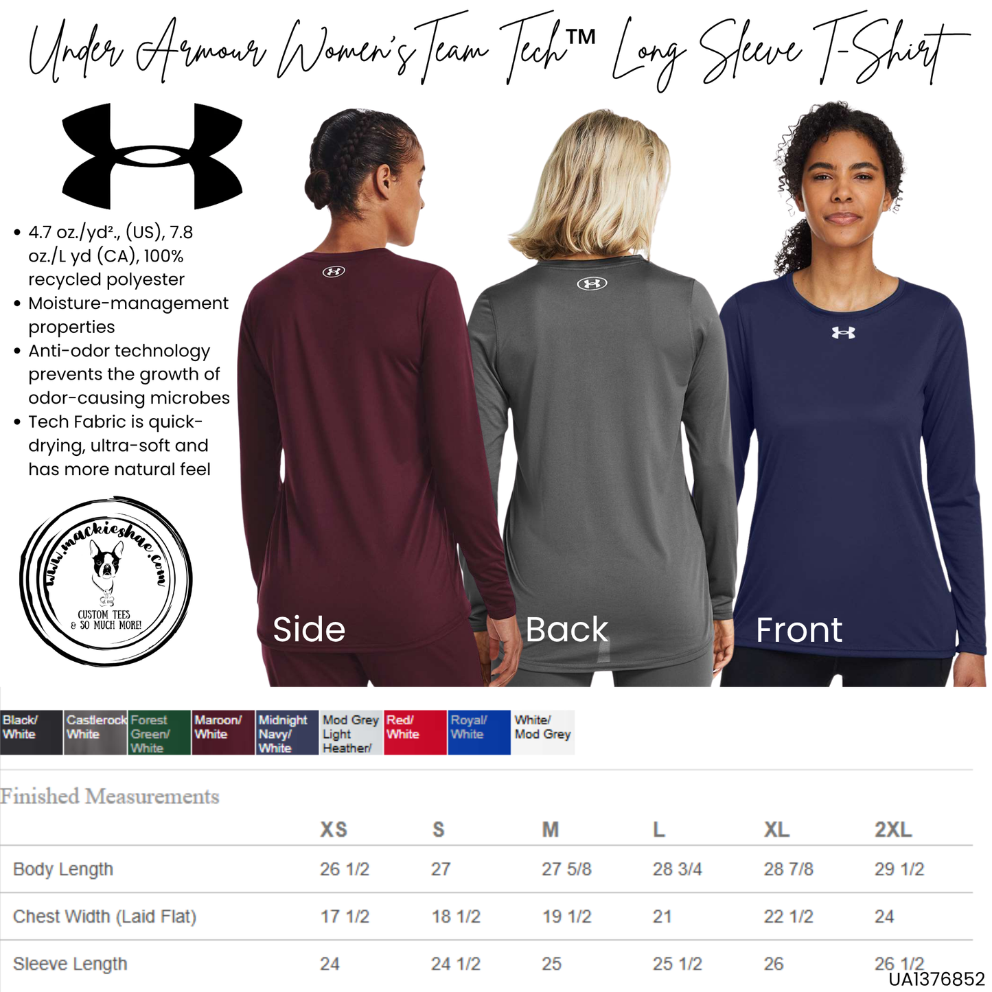 Mavs- Maize South Mavericks Slant Distressed Under Armour Men's and Women's Black Long Sleeve Team Tech Tee