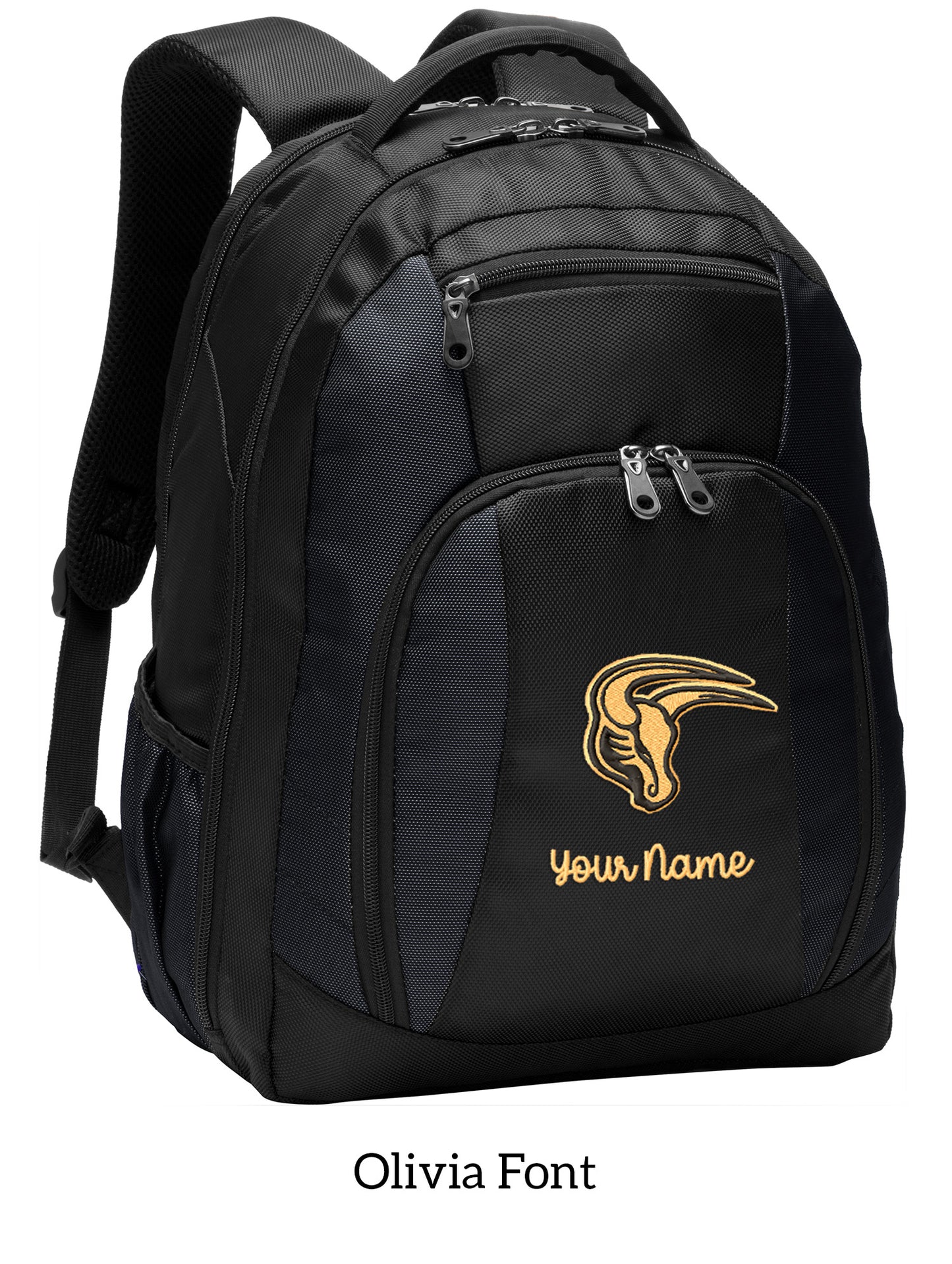 Mavs- Maverick Commuter Black Backpack with Embroidery Design, Personalize with your Name!