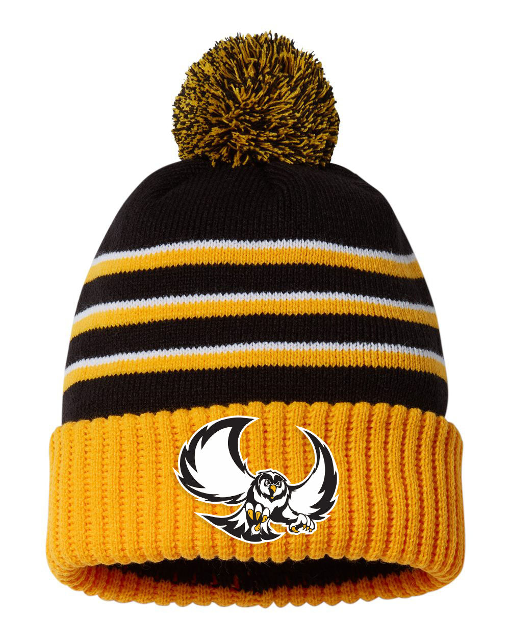 Garden Plain Embroidered Beanie, Striped Pom Beanie (2 Design Options)