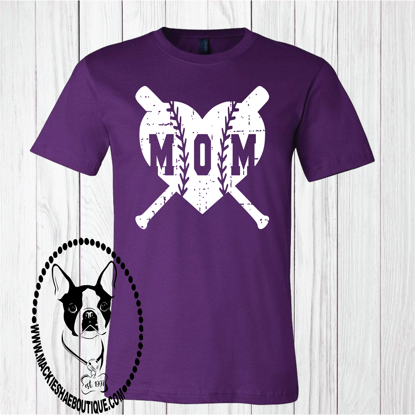 Baseball/Softball Mom Heart Custom Shirt, Short-Sleeve