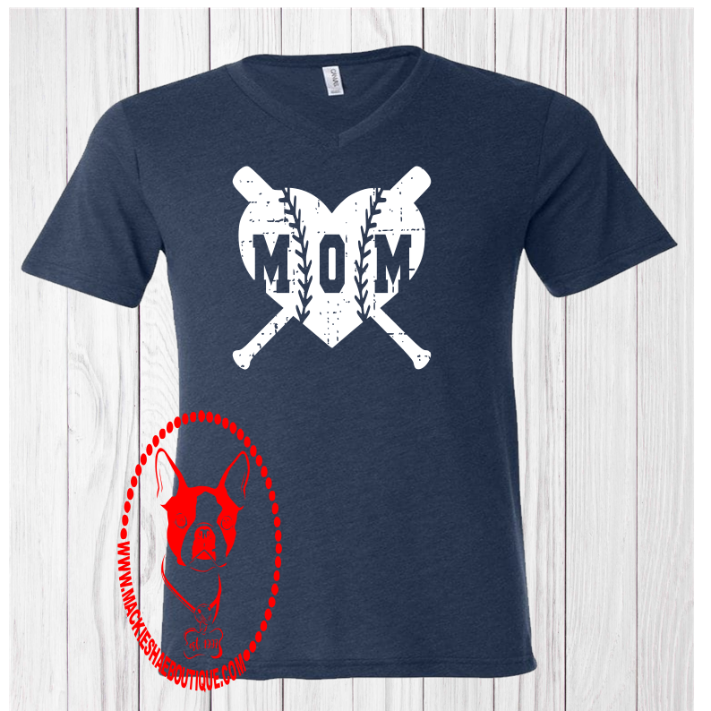 Baseball/Softball Mom Heart Custom Shirt, Short-Sleeve