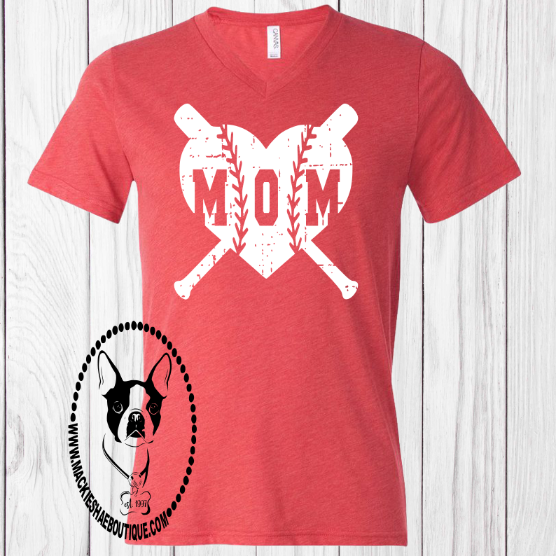 Baseball/Softball Mom Heart Custom Shirt, Short-Sleeve