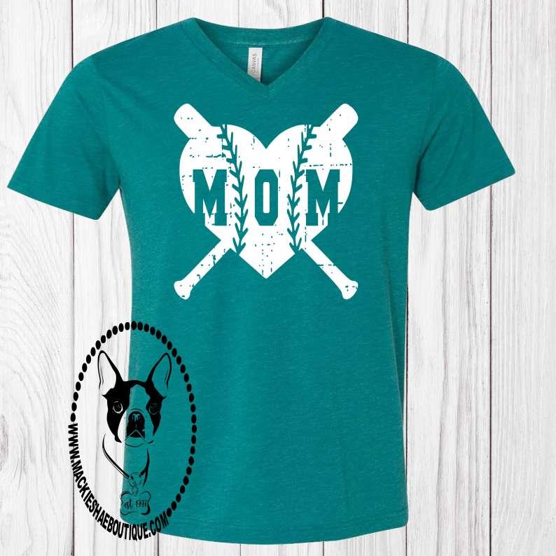 Baseball/Softball Mom Heart Custom Shirt, Short-Sleeve
