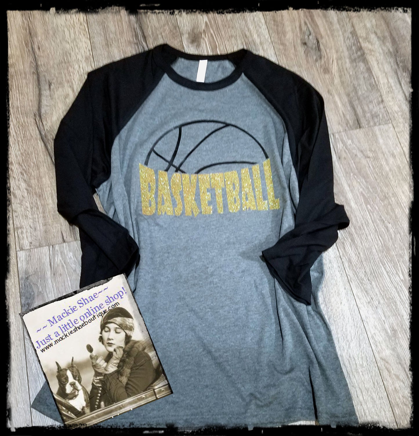 Basketball Glitter Custom Shirt, 3/4 Sleeve