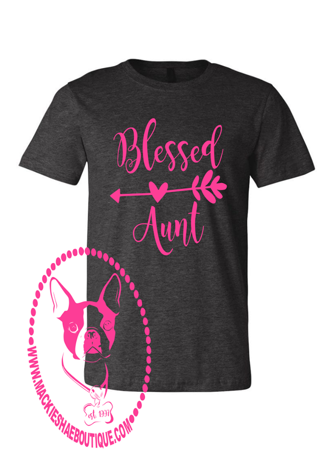 Blessed Aunt with Heart Arrow Custom Shirt, Short-Sleeve (several colors)