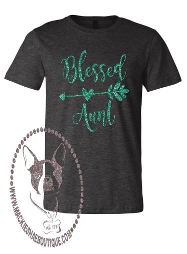 Blessed Aunt with Heart Arrow Custom Shirt, Short-Sleeve (several colors)