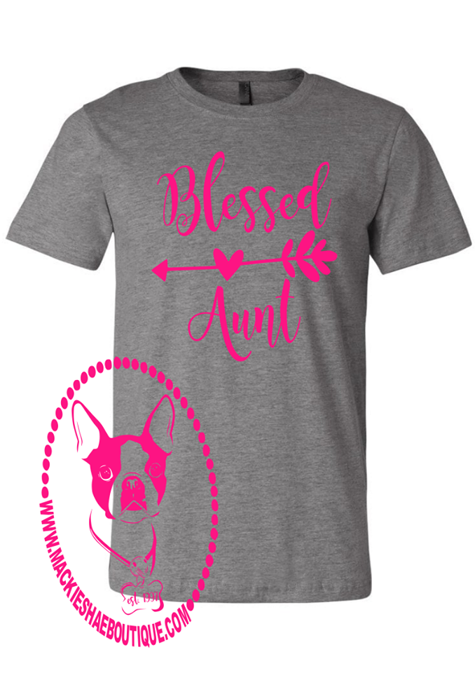 Blessed Aunt with Heart Arrow Custom Shirt, Short-Sleeve (several colors)