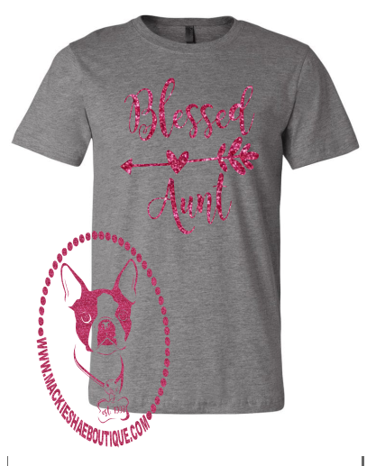 Blessed Aunt with Heart Arrow Custom Shirt, Short-Sleeve (several colors)