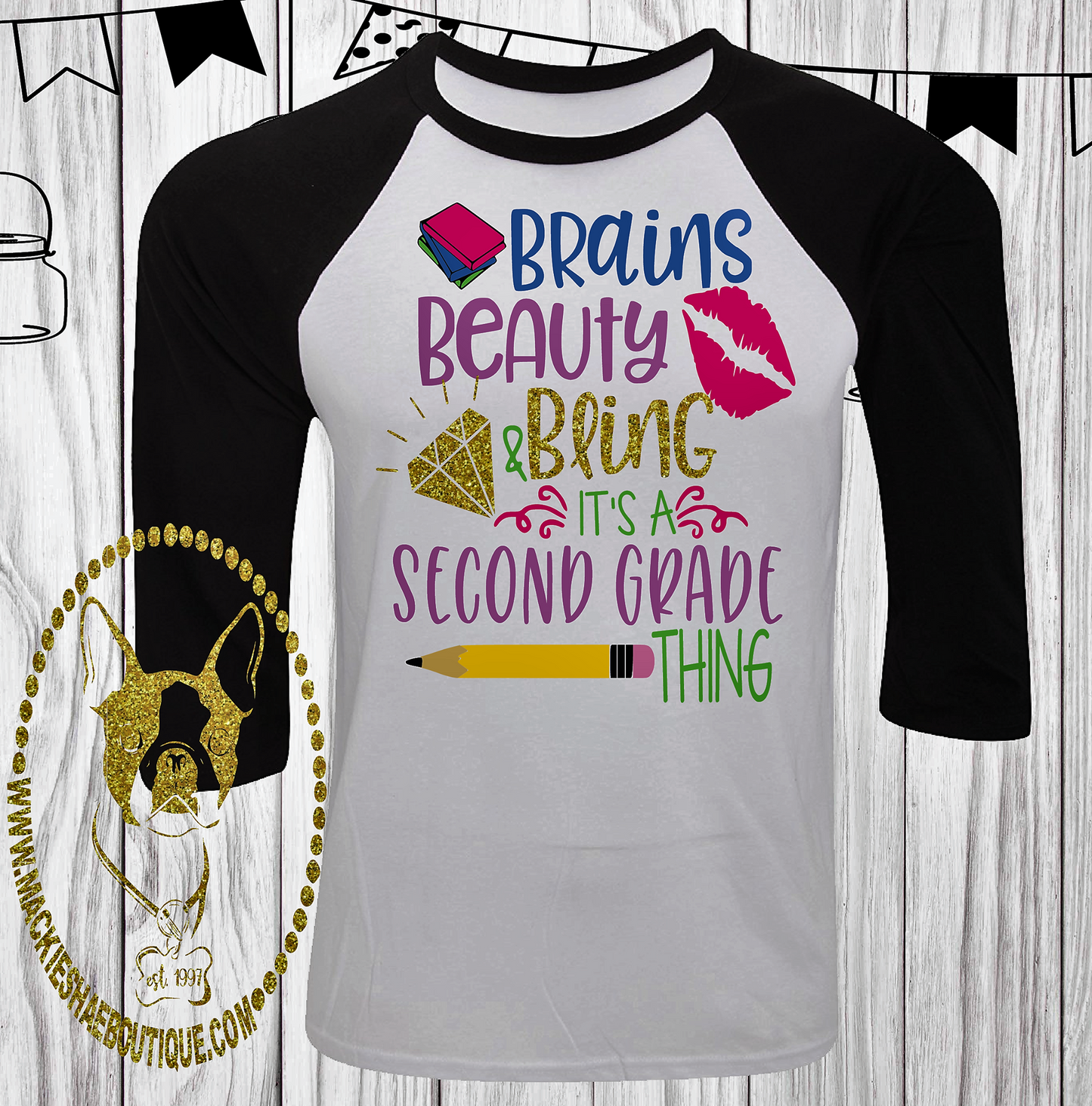 Brains Beauty Bling It's a First Grade, 2nd Grade {{Get Any Grade}} Thing Custom Shirt for Kids, 3/4 Sleeve