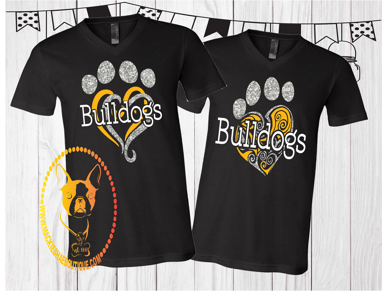 Bulldogs Paw Heart Custom Shirt (4 Options), Short Sleeve