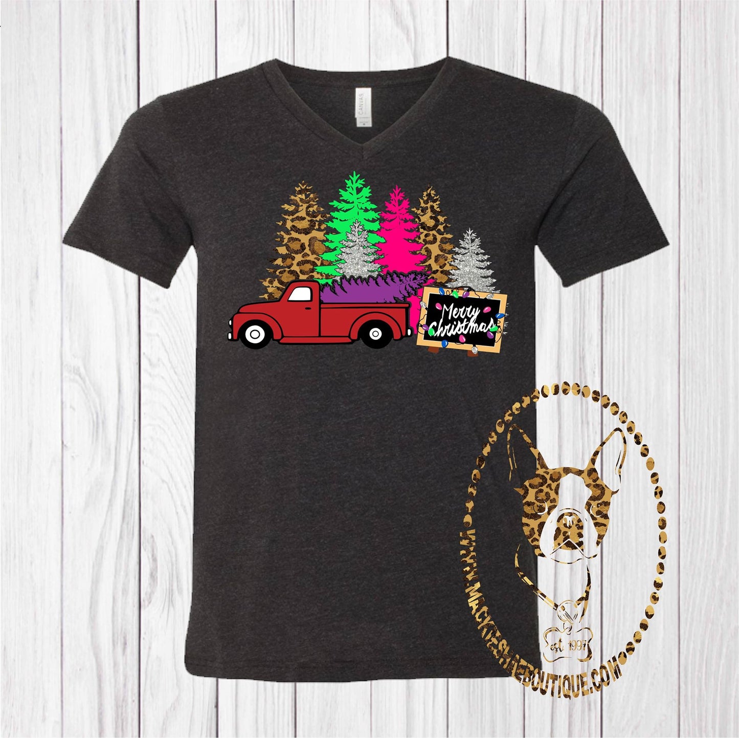 Christmas Tree Truck Custom Shirt, Soft Short Sleeve Tee