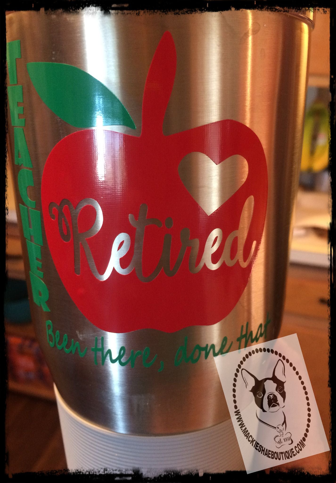 Retired Teacher Apple Custom Decal