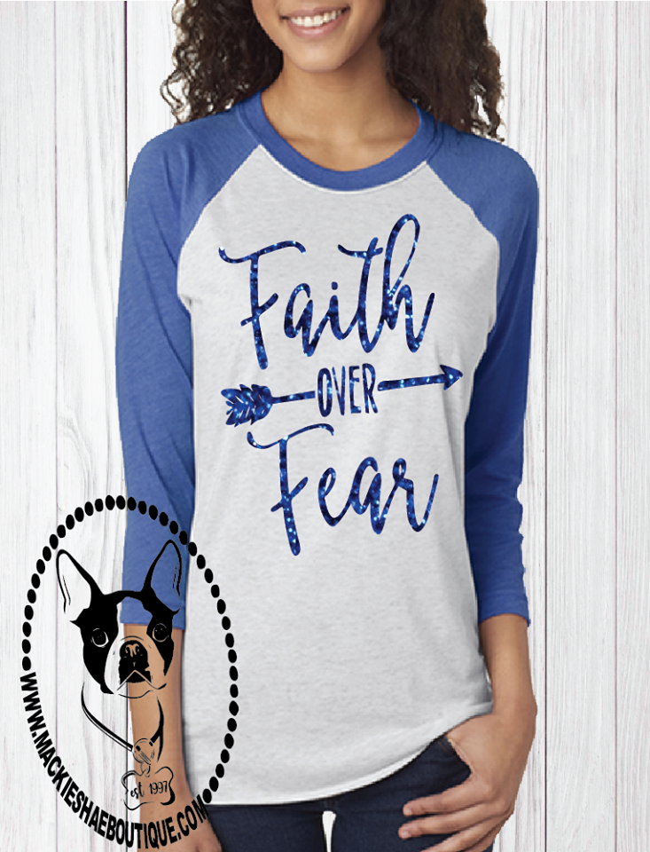 Faith Over Fear Arrow Custom Shirt, 3/4 Sleeve