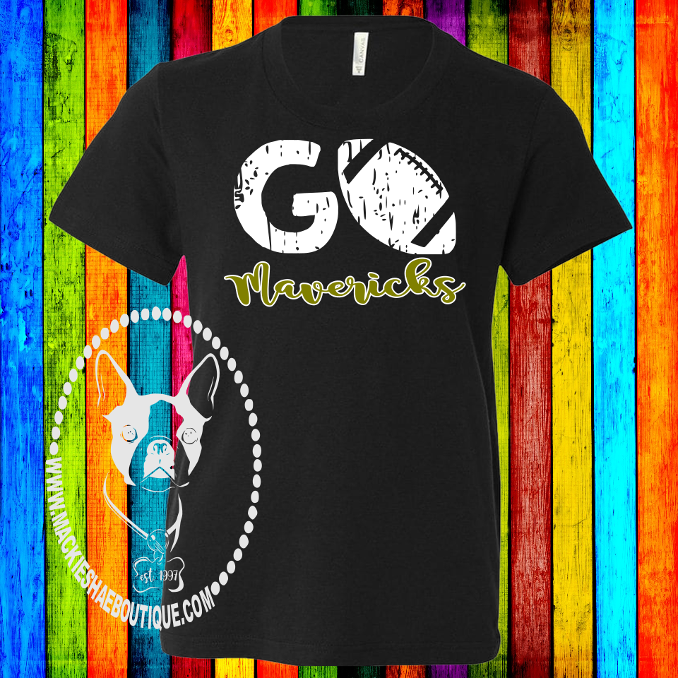 Go Mavericks Football (Get Any Team or Sport) Custom Shirt for Kids, Short Sleeve