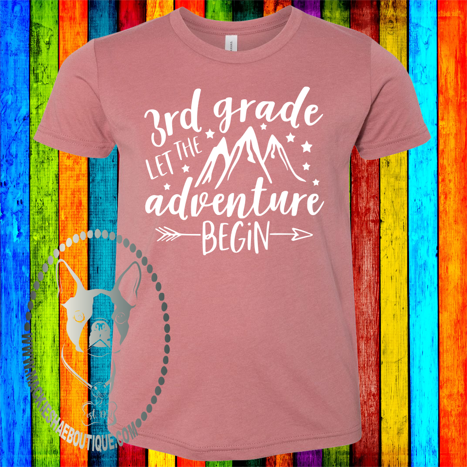 3rd Grade Where The Adventure Begins Custom Shirt for Kids, Soft Short Sleeve (Get Any Grade)