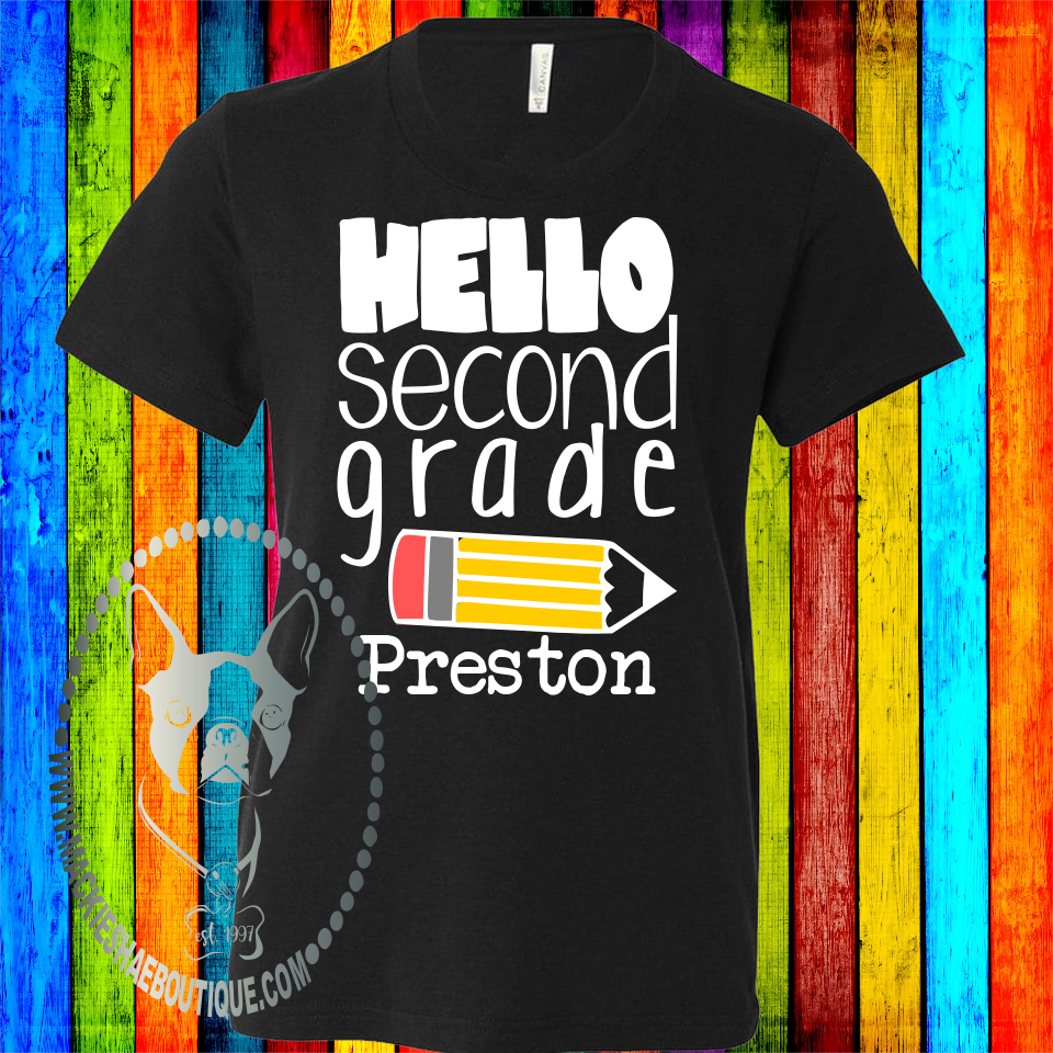 Hello... Grade Pencil Personalized Boy Custom Shirt for Kids, Short Sleeve