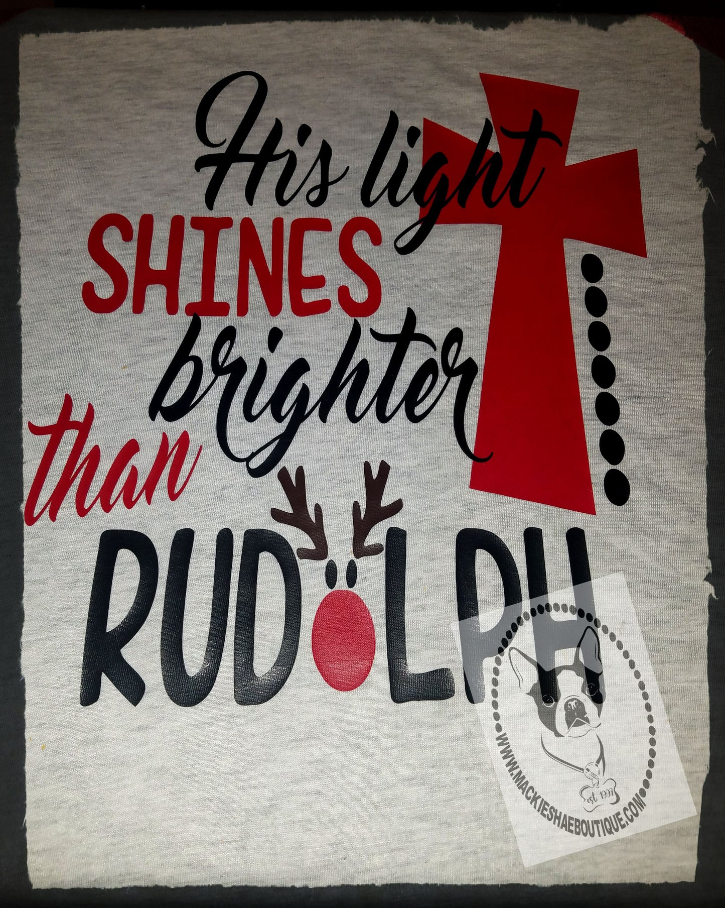 His Light Shines Brighter than Rudolph Custom Shirt, 3/4 Sleeve