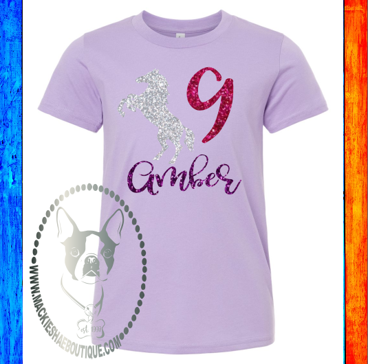 Horse Birthday Custom Shirt for Kids, Soft Short Sleeve