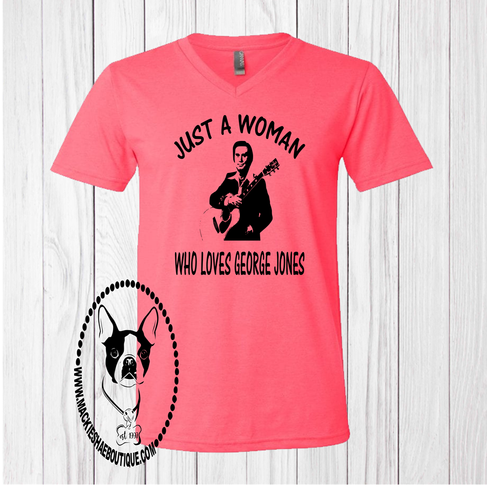 Just a Woman Who Loves George Jones Custom Shirt, Short-Sleeve