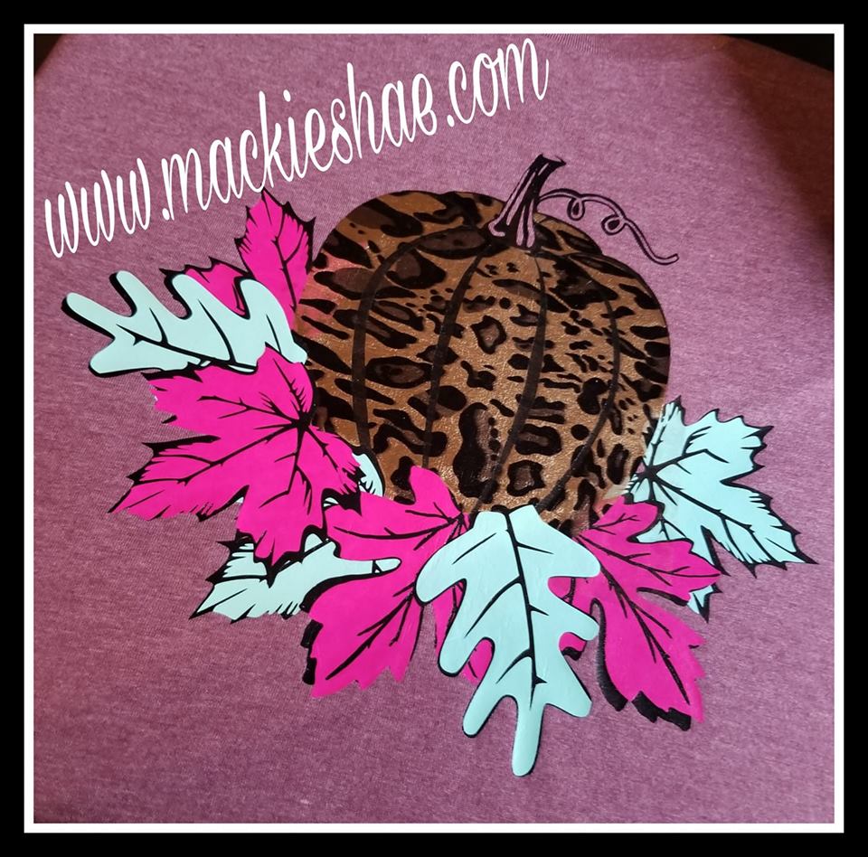 Metallic Leopard Pumpkin with Leaves Custom Shirt, Short Sleeve