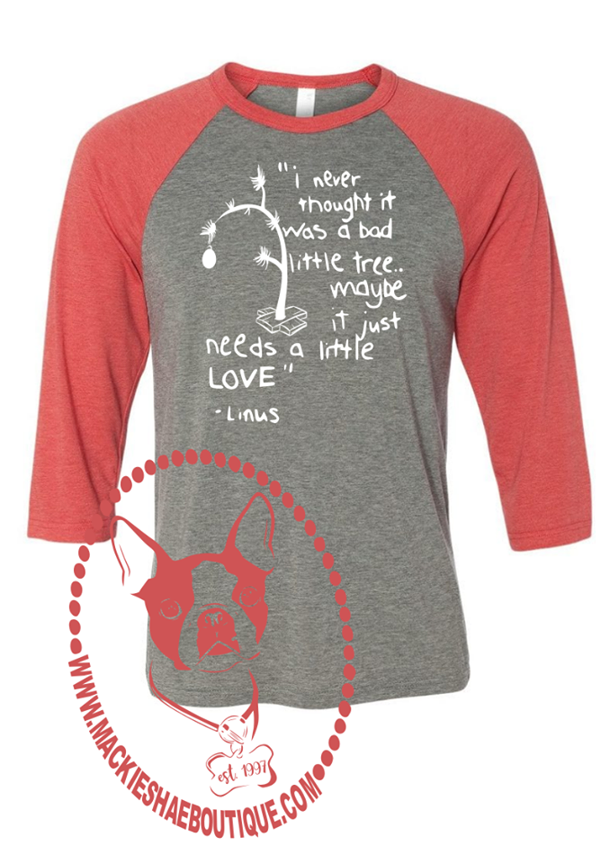 Linus Christmas Tree Custom Shirt, 3/4 Sleeve