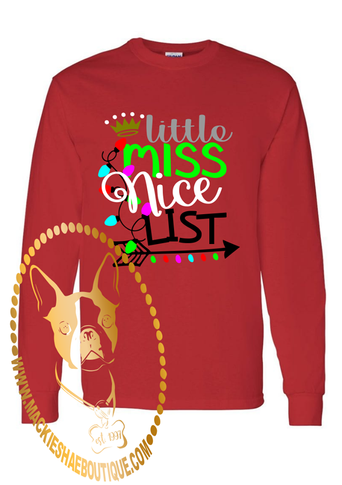 Little Miss Nice List Custom Shirt for Kids, Long-Sleeve Tee