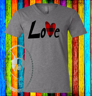 Love with Buffalo Plaid Heart Custom Shirt for Kids and Adults, Soft Short Sleeve (Crew or VNECK)