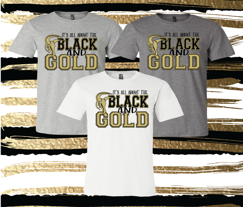 MSIS PTO-It's All About the Black & Gold Soft Tee for Youth and Adults